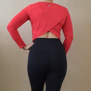 Born Primitive Lava Red Cross You Off Cropped Long Sleeve Workout Top